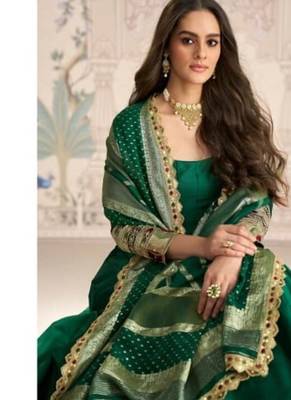 bottle green heavy silk anarkali-Full Stitched Free size 2