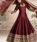 maroon heavy silk anarkali gown-Full Stitched Free size