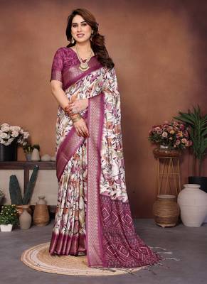 Plum Color Kalamkari Print Cotton Saree  2