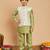Boys pista green cotton silk kurta & pyjama set with jacquard nehru jacket