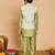 Boys pista green cotton silk kurta & pyjama set with jacquard nehru jacket