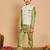 Boys pista green cotton silk kurta & pyjama set with jacquard nehru jacket