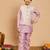 Boys lilac cotton silk kurta & pyjama set with jacquard nehru jacket