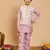 Boys lilac cotton silk kurta & pyjama set with jacquard nehru jacket