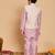 Boys lilac cotton silk kurta & pyjama set with jacquard nehru jacket