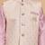 Boys lilac cotton silk kurta & pyjama set with jacquard nehru jacket