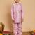 Boys lilac cotton silk kurta & pyjama set with jacquard nehru jacket