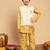 Boys yellow cotton silk kurta & pyjama set with jacquard nehru jacket