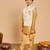 Boys yellow cotton silk kurta & pyjama set with jacquard nehru jacket