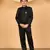 Boys black satin floral embroidered bandhgala set