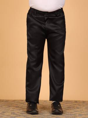 Boys black satin floral embroidered bandhgala set 5