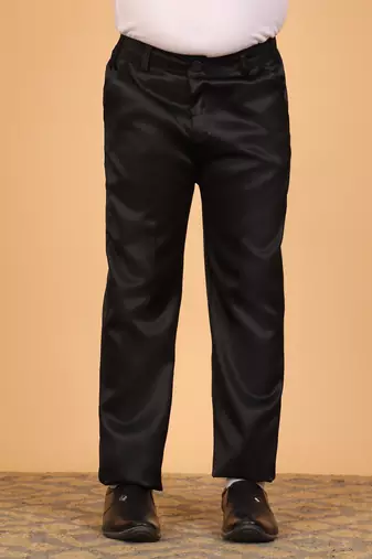 Boys black satin floral embroidered bandhgala set