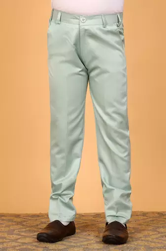 Boys sky blue satin floral embroidered bandhgala set