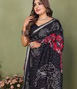 black color kalamkari print cotton saree 