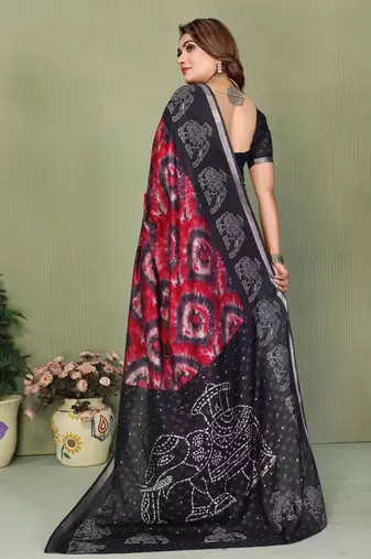 black color kalamkari print cotton saree 