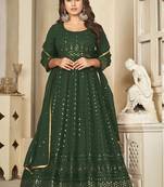 Green georgette embroidered wedding wear anarkali suit