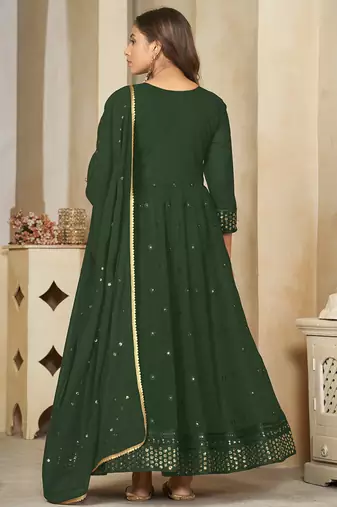 Green georgette embroidered wedding wear anarkali suit