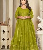 Mahendi georgette embroidered wedding wear anarkali suit