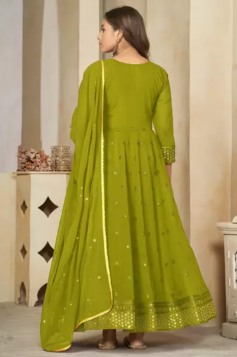 Mahendi georgette embroidered wedding wear anarkali suit