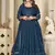Aqua blue georgette embroidered wedding wear anarkali suit