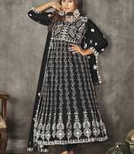 Black net embroidered wedding wear anarkali suit