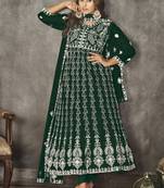 Green net embroidered wedding wear anarkali suit