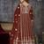 Maroon net embroidered wedding wear anarkali suit