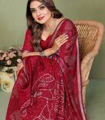 Maroon Color Kalamkari Print Cotton Saree 