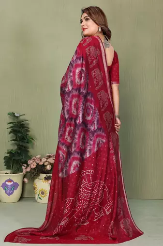 Maroon Color Kalamkari Print Cotton Saree 