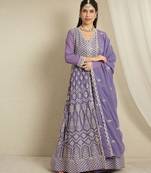 Lavender Georgette anarkali style long choli readymade lehenga