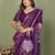 Purple Color Kalamkari Print Cotton Saree 