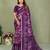 Purple Color Kalamkari Print Cotton Saree 
