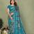 Aqua Blue Color Kalamkari Print Cotton Saree 