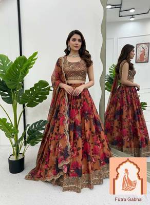 Floral Printed Organza Lehenga Choli For Party And Office Function Wear 1