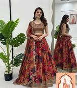 Floral Printed Organza Lehenga Choli For Party And Office Function Wear