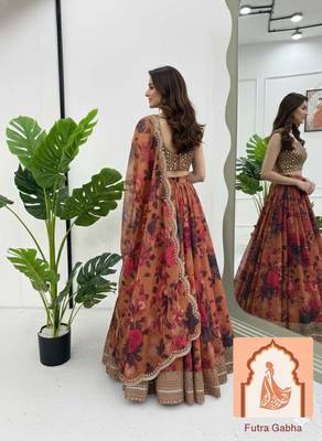 Floral Printed Organza Lehenga Choli For Party And Office Function Wear 2