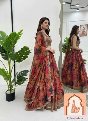 Floral Printed Organza Lehenga Choli For Party And Office Function Wear 3