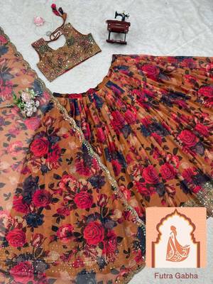 Floral Printed Organza Lehenga Choli For Party And Office Function Wear 4