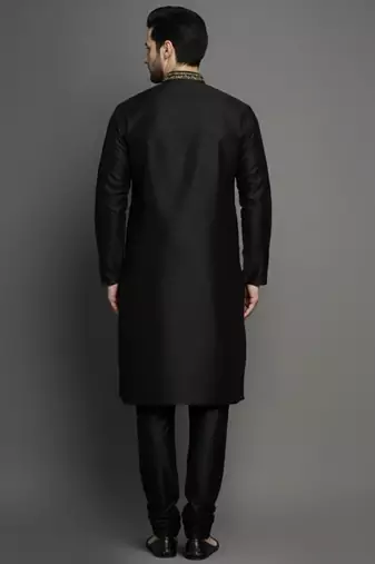 Black dupion embroidery kurta-pajama