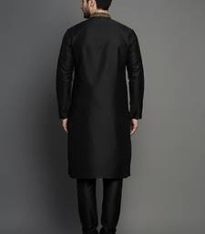 Black dupion embroidery kurta-pajama