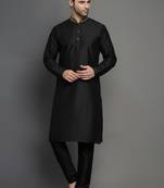 Black dupion embroidery kurta-pajama