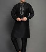 Black dupion embroidery kurta-pajama