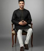 Black cotton embroidery kurta-pajama