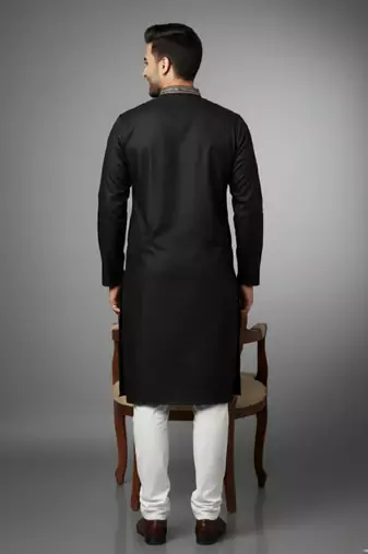 Black cotton embroidery kurta-pajama