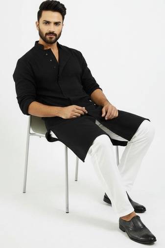 Black cotton embroidery kurta-pajama