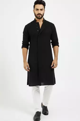 Black cotton embroidery kurta-pajama