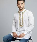 White cotton embroidery kurta-pajama