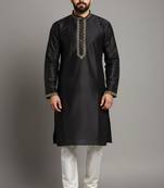 Black dupion embroidery kurta-pajama
