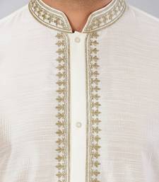 White dupion embroidery kurta-pajama