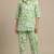 Women's trendy green floral printed cotton co-ord set for women | comfortable top & palazzo set